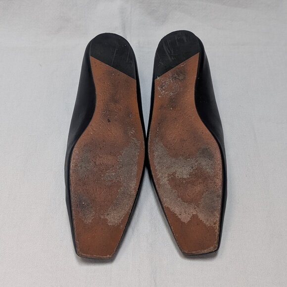 The Row Women's Black Leather Square Toe Flats Shoes Size 38 US 8 - Picture 8 of 9